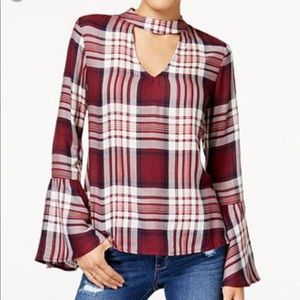 American Rag Plaid Bell Sleeve